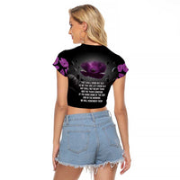 ANZAC Day Remembrance Raglan Cropped T Shirt Purple Poppy We Will Remember Them LT9 - Polynesian Pride
