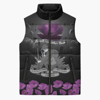 ANZAC Day Remembrance Sleeveless Puffer Jacket Purple Poppy We Will Remember Them LT9 Unisex Purple - Polynesian Pride