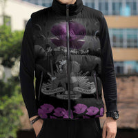 ANZAC Day Remembrance Sleeveless Puffer Jacket Purple Poppy We Will Remember Them LT9 - Polynesian Pride