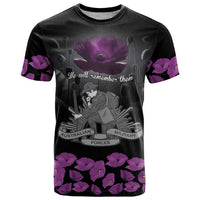 ANZAC Day Remembrance T Shirt Purple Poppy We Will Remember Them LT9 Purple - Polynesian Pride