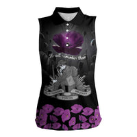ANZAC Day Remembrance Women Sleeveless Polo Shirt Purple Poppy We Will Remember Them LT9 Female Purple - Polynesian Pride