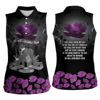 ANZAC Day Remembrance Women Sleeveless Polo Shirt Purple Poppy We Will Remember Them LT9 - Polynesian Pride