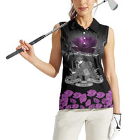 ANZAC Day Remembrance Women Sleeveless Polo Shirt Purple Poppy We Will Remember Them LT9 - Polynesian Pride
