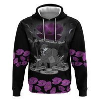 ANZAC Day Remembrance Zip Hoodie Purple Poppy We Will Remember Them LT9 Pullover Hoodie Purple - Polynesian Pride