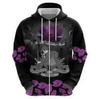 ANZAC Day Remembrance Zip Hoodie Purple Poppy We Will Remember Them LT9 - Polynesian Pride