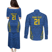Custom Oceania Football Solomon Kings Couples Matching Puletasi and Long Sleeve Button Shirt Polynesian Tribal Pattern LT9 - Polynesian Pride