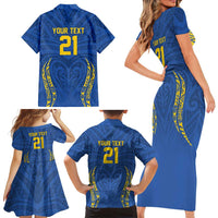 Custom Oceania Football Solomon Kings Family Matching Short Sleeve Bodycon Dress and Hawaiian Shirt Polynesian Tribal Pattern