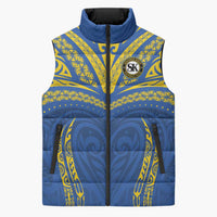 Custom Oceania Football Solomon Kings Sleeveless Puffer Jacket Polynesian Tribal Pattern LT9 Unisex Blue - Polynesian Pride