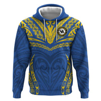 Custom Oceania Football Solomon Kings Zip Hoodie Polynesian Tribal Pattern LT9 Pullover Hoodie Blue - Polynesian Pride