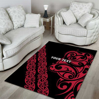 All Black Maori Tribal Tattoo Personalised Area Rug Classic Red Polynesian Style - Polynesian Pride