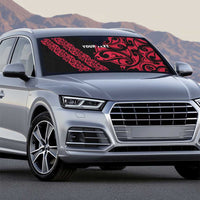 All Black Maori Tribal Tattoo Personalised Auto Sun Shade Classic Red Polynesian Style - Polynesian Pride