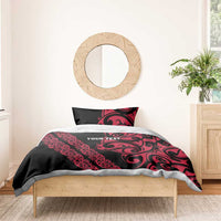 All Black Maori Tribal Tattoo Personalised Bedding Set Classic Red Polynesian Style - Polynesian Pride