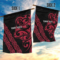 All Black Maori Tribal Tattoo Personalised Garden Flag Classic Red Polynesian Style - Polynesian Pride