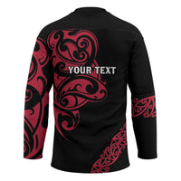 All Black Maori Tribal Tattoo Personalised Hockey Jersey Classic Red Polynesian Style LT9 - Polynesian Pride