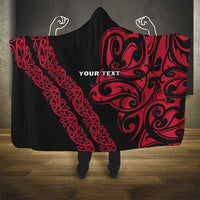 All Black Maori Tribal Tattoo Personalised Hooded Blanket Classic Red Polynesian Style - Polynesian Pride