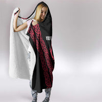 All Black Maori Tribal Tattoo Personalised Hooded Blanket Classic Red Polynesian Style - Polynesian Pride