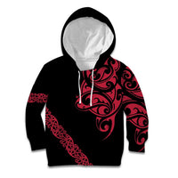 All Black Maori Tribal Tattoo Personalised Kid Hoodie Classic Red Polynesian Style LT9 Hoodie Red - Polynesian Pride