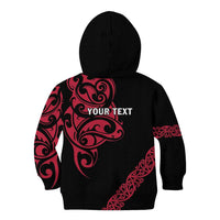 All Black Maori Tribal Tattoo Personalised Kid Hoodie Classic Red Polynesian Style LT9 - Polynesian Pride