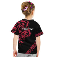 All Black Maori Tribal Tattoo Personalised Kid T Shirt Classic Red Polynesian Style - Polynesian Pride
