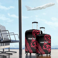 All Black Maori Tribal Tattoo Personalised Luggage Cover Classic Red Polynesian Style - Polynesian Pride