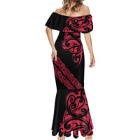 All Black Maori Tribal Tattoo Personalised Mermaid Dress Classic Red Polynesian Style LT9 - Polynesian Pride