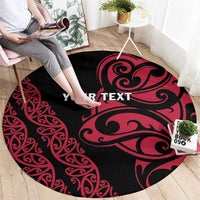 All Black Maori Tribal Tattoo Personalised Round Carpet Classic Red Polynesian Style - Polynesian Pride