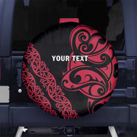 All Black Maori Tribal Tattoo Personalised Spare Tire Cover Classic Red Polynesian Style - Polynesian Pride