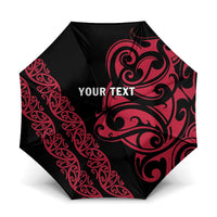 All Black Maori Tribal Tattoo Personalised Umbrella Classic Red Polynesian Style - Polynesian Pride