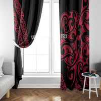 All Black Maori Tribal Tattoo Personalised Window Curtain Classic Red Polynesian Style - Polynesian Pride