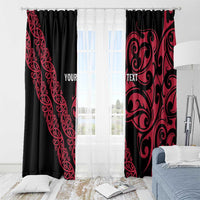 All Black Maori Tribal Tattoo Personalised Window Curtain Classic Red Polynesian Style - Polynesian Pride