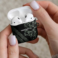 All Black Maori Tribal Tattoo Personalised AirPods Case Moss Green Polynesian Style LT9 - Polynesian Pride