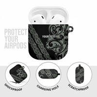 All Black Maori Tribal Tattoo Personalised AirPods Case Moss Green Polynesian Style LT9 - Polynesian Pride