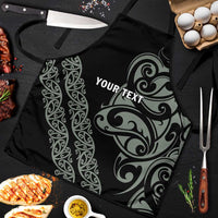 All Black Maori Tribal Tattoo Personalised Apron Moss Green Polynesian Style - Polynesian Pride