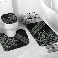 All Black Maori Tribal Tattoo Personalised Bathroom Set Moss Green Polynesian Style LT9 Mat Set Only (3 pcs) One Size Green - Polynesian Pride