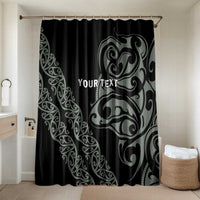 All Black Maori Tribal Tattoo Personalised Bathroom Set Moss Green Polynesian Style LT9 Shower Curtain Only Green - Polynesian Pride