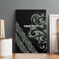 All Black Maori Tribal Tattoo Personalised Canvas Wall Art Moss Green Polynesian Style - Polynesian Pride