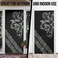All Black Maori Tribal Tattoo Personalised Door Cover Moss Green Polynesian Style LT9 - Polynesian Pride