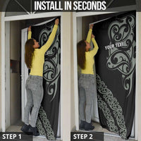 All Black Maori Tribal Tattoo Personalised Door Cover Moss Green Polynesian Style LT9 - Polynesian Pride
