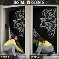 All Black Maori Tribal Tattoo Personalised Door Cover Moss Green Polynesian Style LT9 - Polynesian Pride