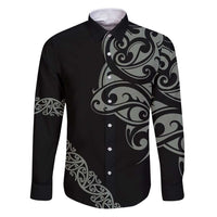 All Black Maori Tribal Tattoo Personalised Family Matching Puletasi and Hawaiian Shirt Moss Green Polynesian Style - Polynesian Pride