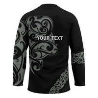 All Black Maori Tribal Tattoo Personalised Hockey Jersey Moss Green Polynesian Style LT9 - Polynesian Pride