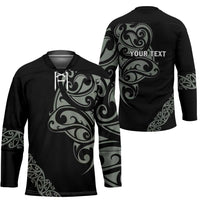 All Black Maori Tribal Tattoo Personalised Hockey Jersey Moss Green Polynesian Style LT9 - Polynesian Pride