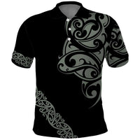 All Black Maori Tribal Tattoo Personalised Polo Shirt Moss Green Polynesian Style - Polynesian Pride