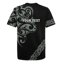 All Black Maori Tribal Tattoo Personalised Rugby Jersey Moss Green Polynesian Style LT9 - Polynesian Pride