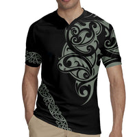 All Black Maori Tribal Tattoo Personalised Rugby Jersey Moss Green Polynesian Style LT9 - Polynesian Pride
