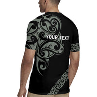 All Black Maori Tribal Tattoo Personalised Rugby Jersey Moss Green Polynesian Style LT9 - Polynesian Pride