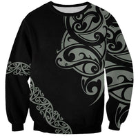 All Black Maori Tribal Tattoo Personalised Sweatshirt Moss Green Polynesian Style - Polynesian Pride