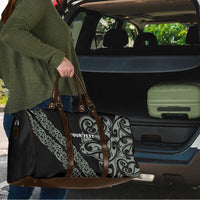 All Black Maori Tribal Tattoo Personalised Travel Bag Moss Green Polynesian Style - Polynesian Pride