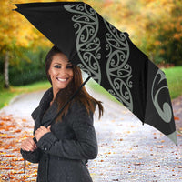 All Black Maori Tribal Tattoo Personalised Umbrella Moss Green Polynesian Style - Polynesian Pride