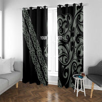 All Black Maori Tribal Tattoo Personalised Window Curtain Moss Green Polynesian Style - Polynesian Pride